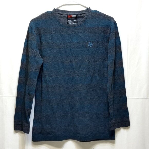 Southpole Striped Long-Sleeve Thermal Shirt Large Embroidered "SP" Logo Crewneck - Picture 4 of 8